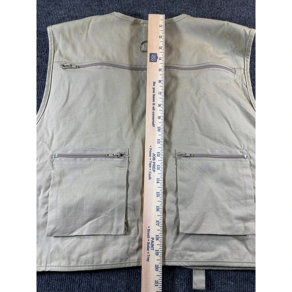 Crystal River Mens‎ Large Tan Khaki Multi Pocket Fishing Utility Vest Fly Patch